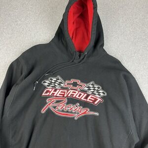 Vintage Chevrolet Racing Hoodie Men's XL Black Embroidered Steve And Barry Y2K